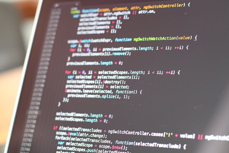 The image displays a computer screen with a code editor open, showing HTML code with tags such as html, head, body, meta, and title. The code is highlighted with different colors indicating various el
